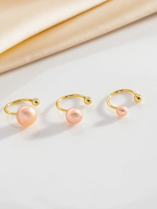 ES1724 [Orange Pearl] 925 Sterling Silver Freshwater Pearl Irregular Minimalist Hook Earring